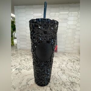 Starbucks 2024 Holiday Sparkling Dark Navy Diamond Gemstone 24 oz Tumbler. NWT!